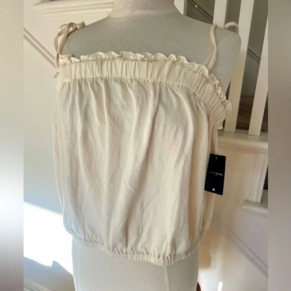 NWT Lucky Brand Women's Cream Tube Top with straps Size L